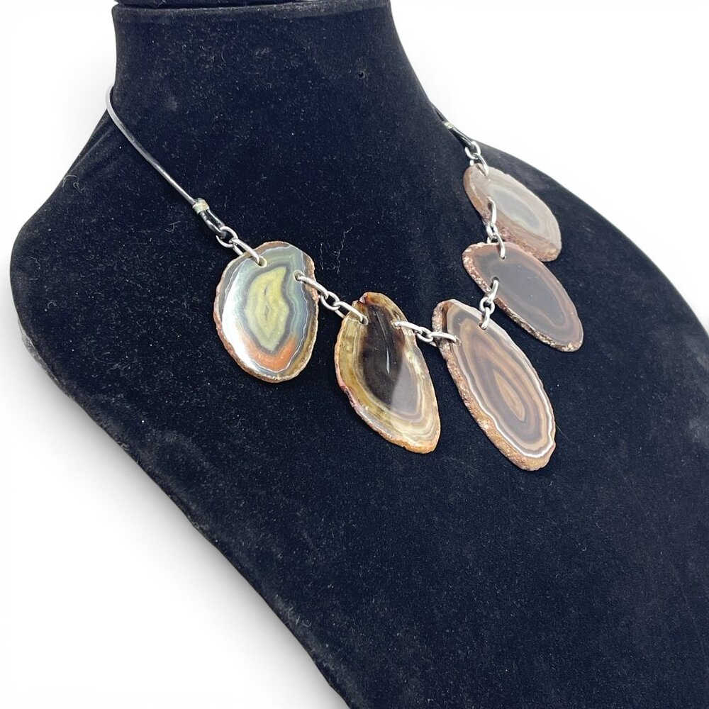 J.Jill Natural Agate Slice Statement Necklace Bro… - image 5